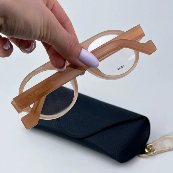 Loewe Women BRAND NEW Eyeglasses Shiny Light Pink Demo Round LW50009I 072